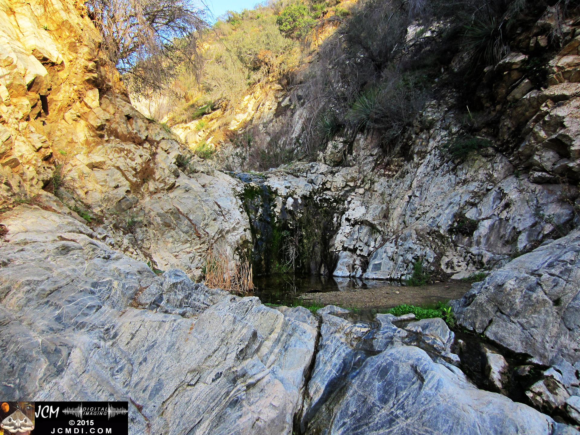 Whitney Canyon waterfall upper wall and pond